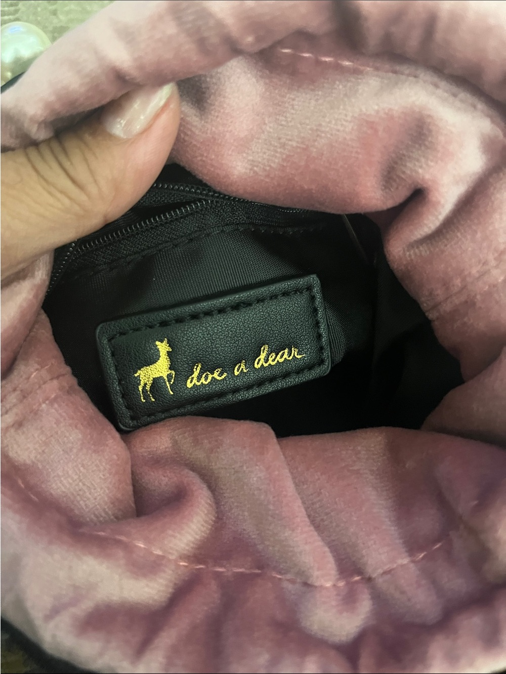 Kids Pink Velvet Drawstring Bag
